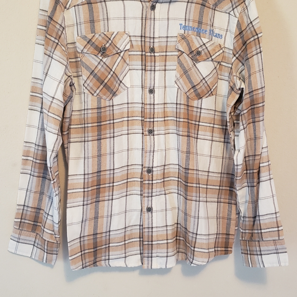 NFL  Plaid Button Down Shirt‎ in Brown and White